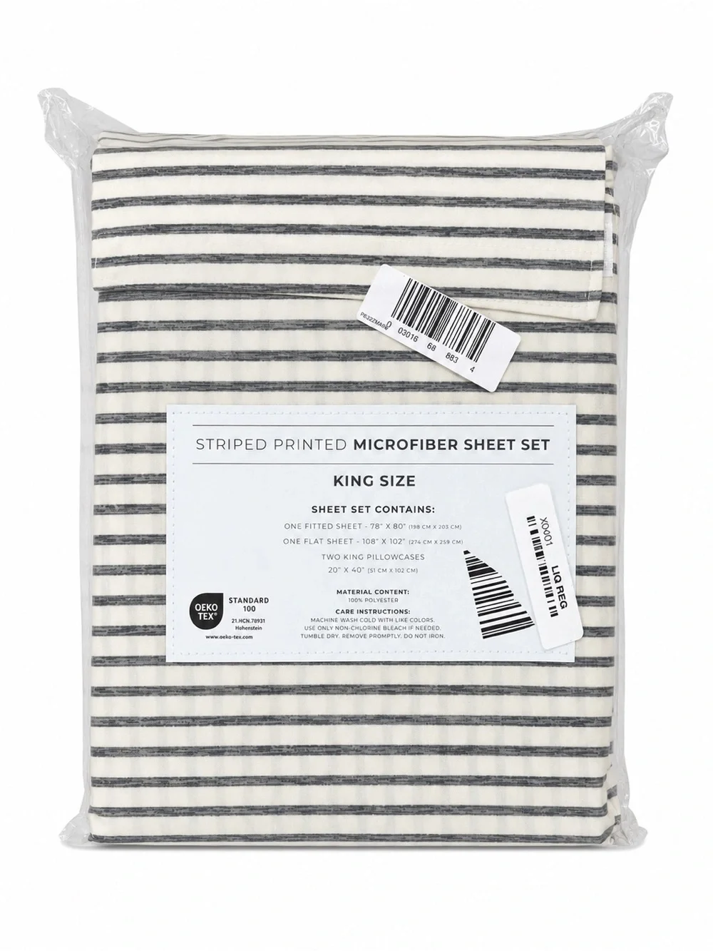 King Dark Grey Striped Microfiber Sheet Set 4 Piece Soft Wrinkle Resistant New